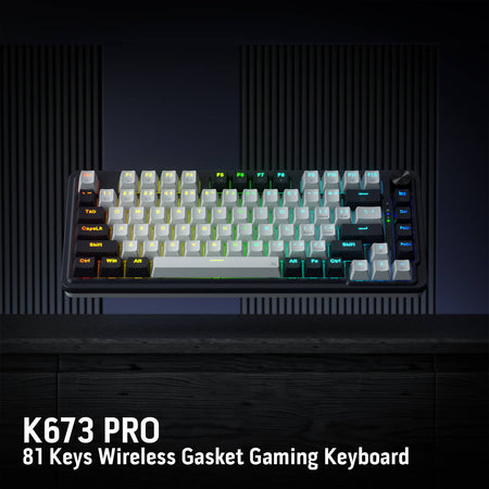 Teclado Gamer Inalámbrico Redragon K673 Pro, 81 Teclas, 75%, Switch Red, BT, Blanco y Negro-2