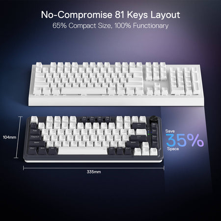 Teclado Gamer Inalámbrico Redragon K673 Pro, 81 Teclas, 75%, Switch Red, BT, Blanco y Negro-3