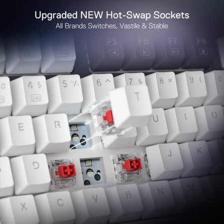 Teclado Gamer Inalámbrico Redragon K673 Pro, 81 Teclas, 75%, Switch Red, BT, Blanco y Negro-6