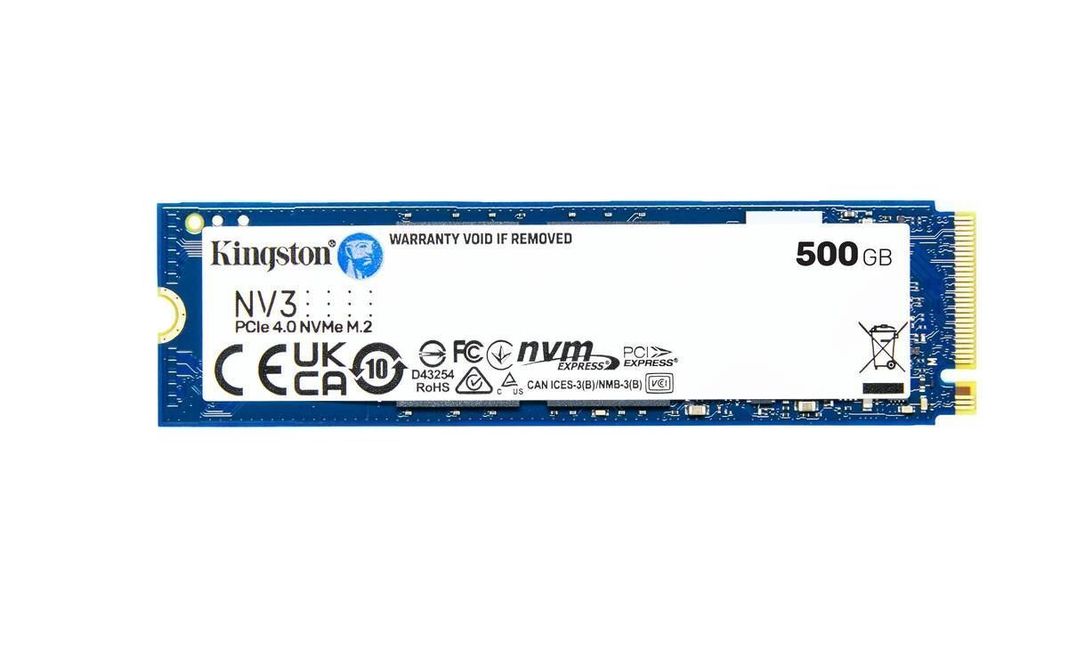 Unidad SSD Kingston NV3, 500GB, M.2 2280, NVMe PCIe 4.0 x4, Lectura 6000MB/s Escritura 5000MB/s