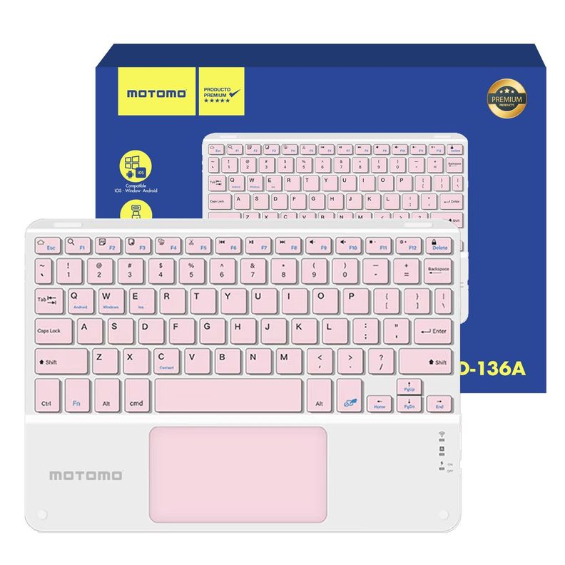  Teclado Inalámbrico Motomo BD-136A, Bluetooth, Color Rosa -0