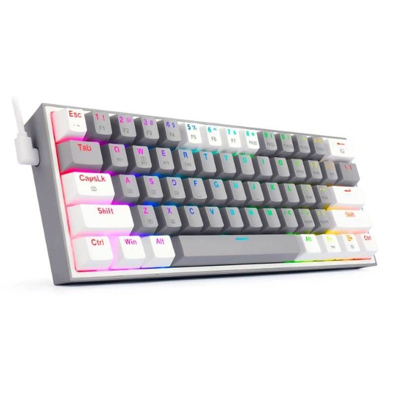 Teclado Mecánico Gamer Redragon Fizz Pro, Wireless, 60%, Switch Redragon Red, Español, Grey/White-0