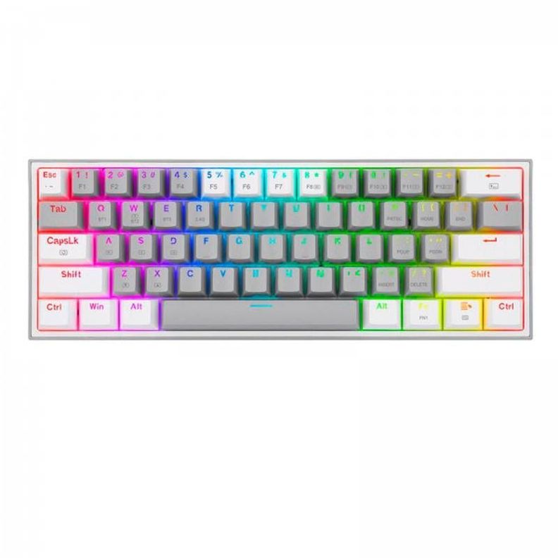 Teclado Mecánico Gamer Redragon Fizz Pro, Wireless, 60%, Switch Redragon Red, Español, Grey/White-1