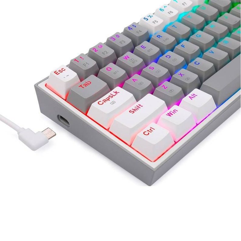 Teclado Mecánico Gamer Redragon Fizz Pro, Wireless, 60%, Switch Redragon Red, Español, Grey/White-3