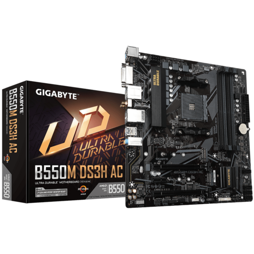 Placa Madre Gigabyte B550M DS3H AC, Socket AM4, M.2, RGB Fusion 2.0, microATX-0