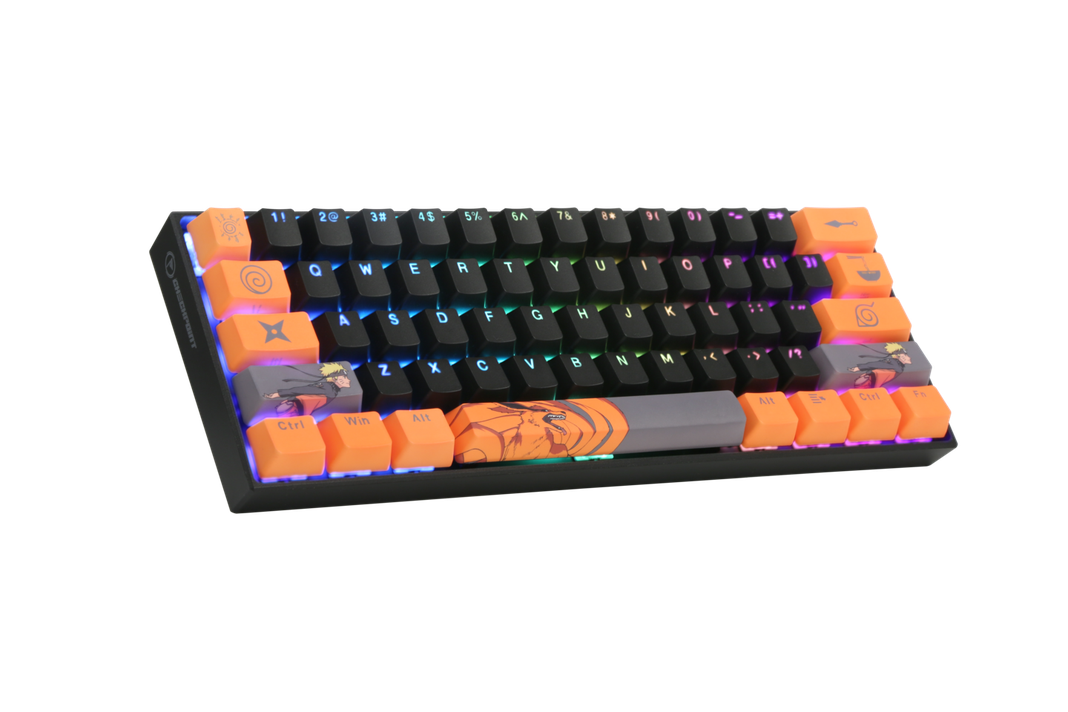 Teclado Mecánico Checkpoint KX-400 Leaf Ninja, 60%, RGB, Switch Red, Negro/Naranja-0