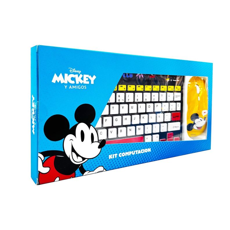  Kit Teclado y Mouse Inalámbrico Motomo Mickey Good Vibes, Bluetooth, Color Negro y Amarillo -3