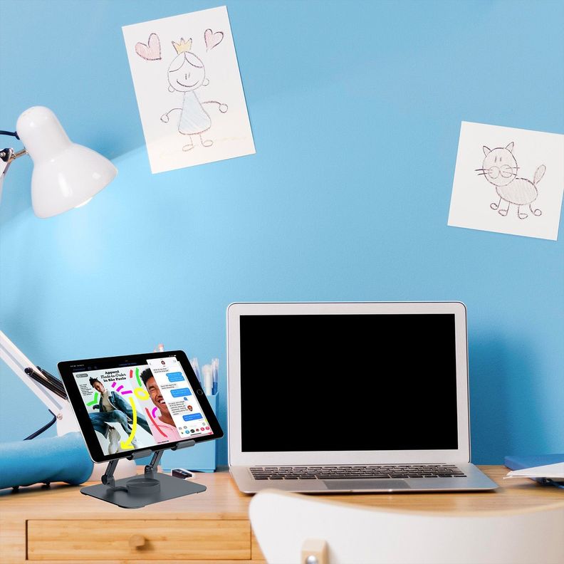Soporte para Tablet Motomo SO-02, Color Grafito, 12.9'', con Giro 360°-3