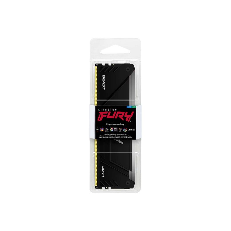 Memoria RAM Kingston Fury Beast RGB, DDR4, 8GB 3200MT/s, Intel XMP 2.0, AMD-2