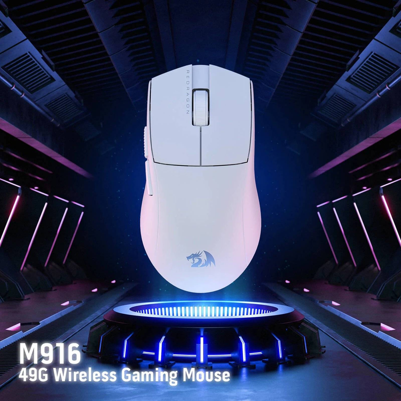 Mouse Gamer Inalámbrico Redragon K1NG M916 PRO, 1000hz, Blanco-2