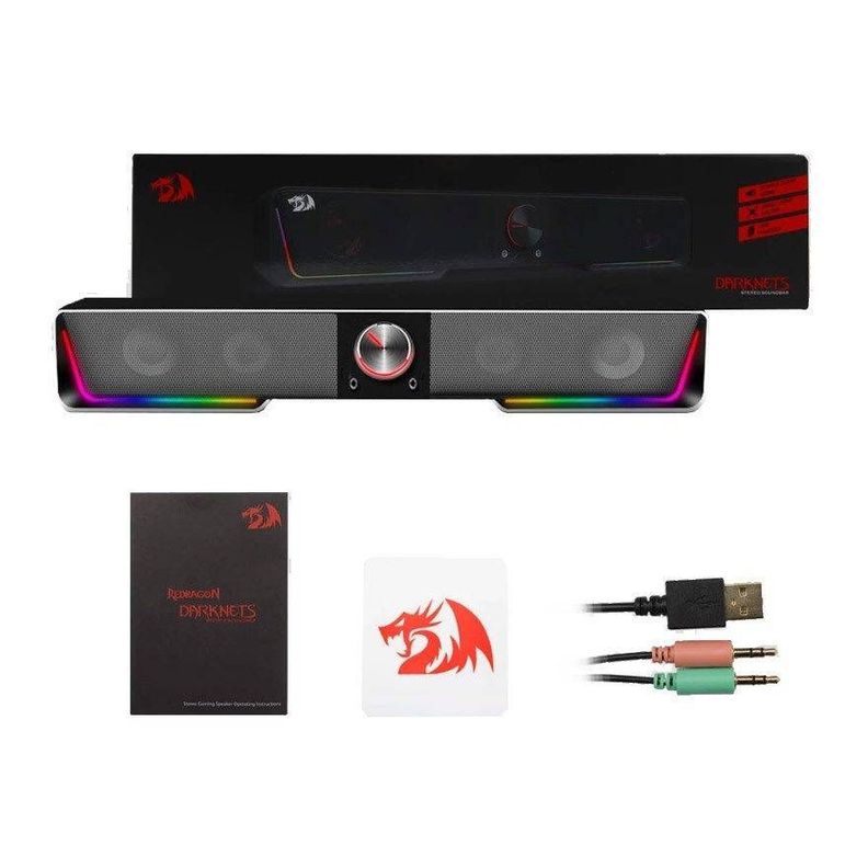 Soundbar Gamer Redragon Darknets, Stereo, RGB, Bluetooth 5.0 + 3,5mm-1