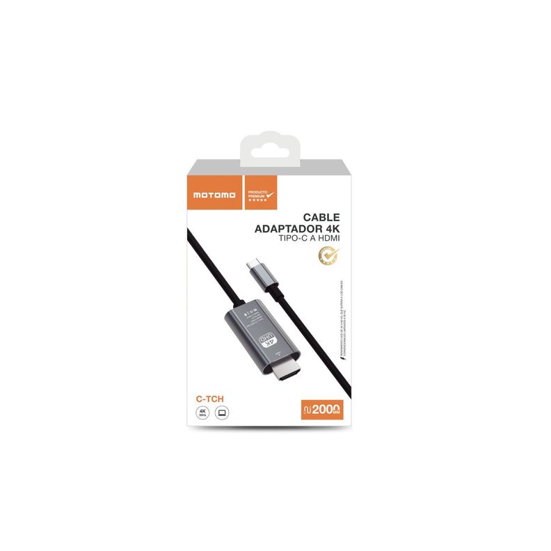  Cable de Video Motomo, USB-C a HDMI, 4K60Hz, 2 Metros, Negro -2