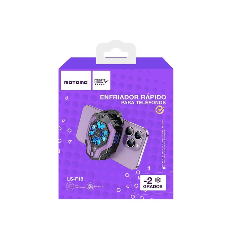 Cooler para celular Motomo LS-F18, USB-C, Color Morado-4