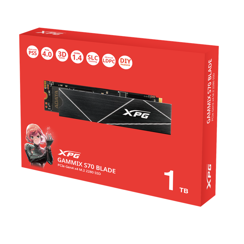 Unidad SSD XPG GAMMIX S70 BLADE, 1TB, NVMe, PCI-e Gen 4 x4, m.2 2280, PC/PS5-0