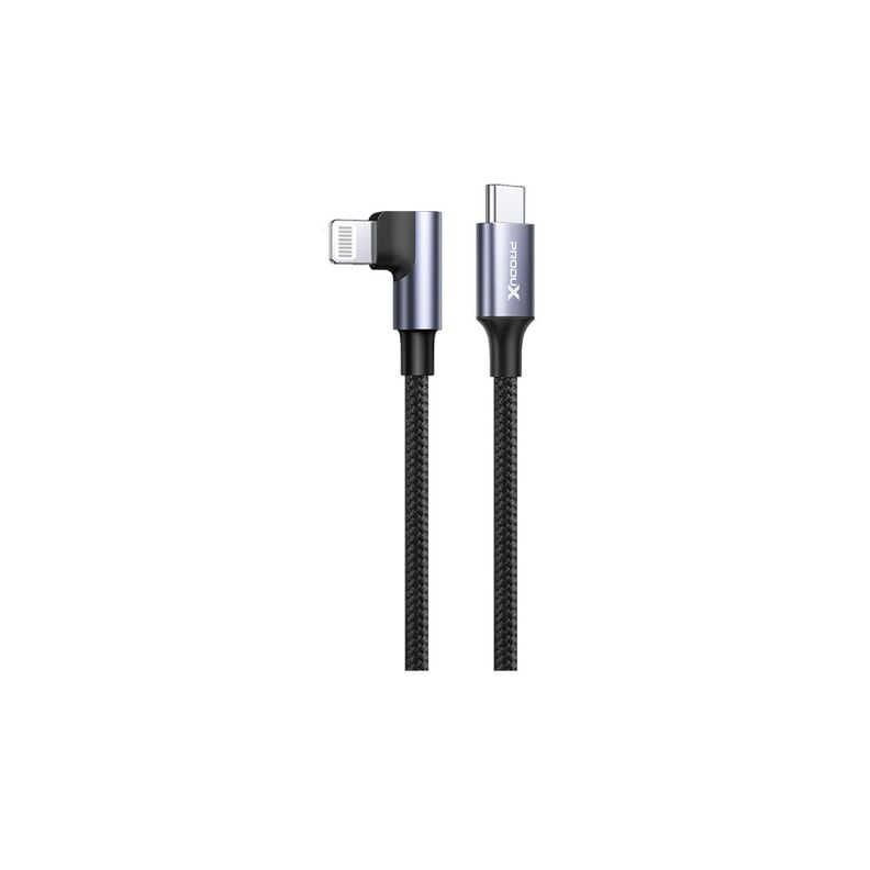 Cable Lightning en Angulo a USB-C Motomo Game Playing, 20W, Trenzado, Color Negro-1
