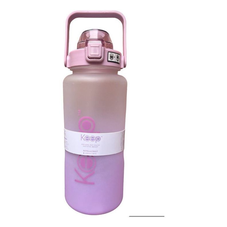 Botella De Agua Daily Keep Gran Capacidad 2lt Deportiva color lila-0