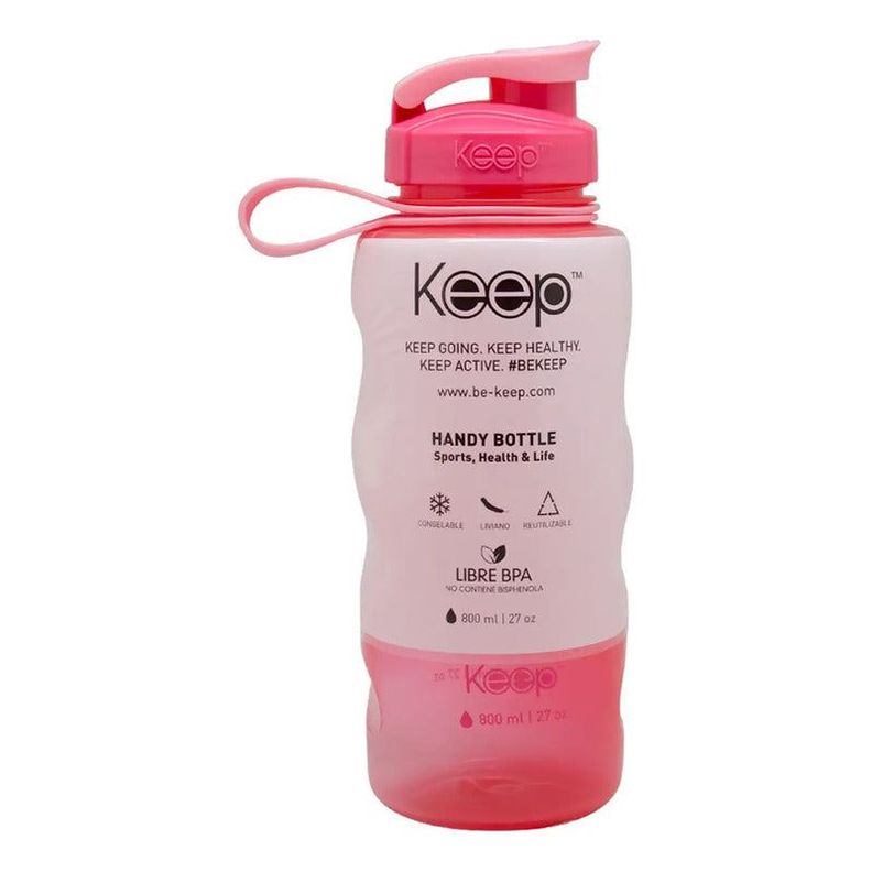       Botella De Agua Deportiva Colores 800ml Keep Color Rosado-0