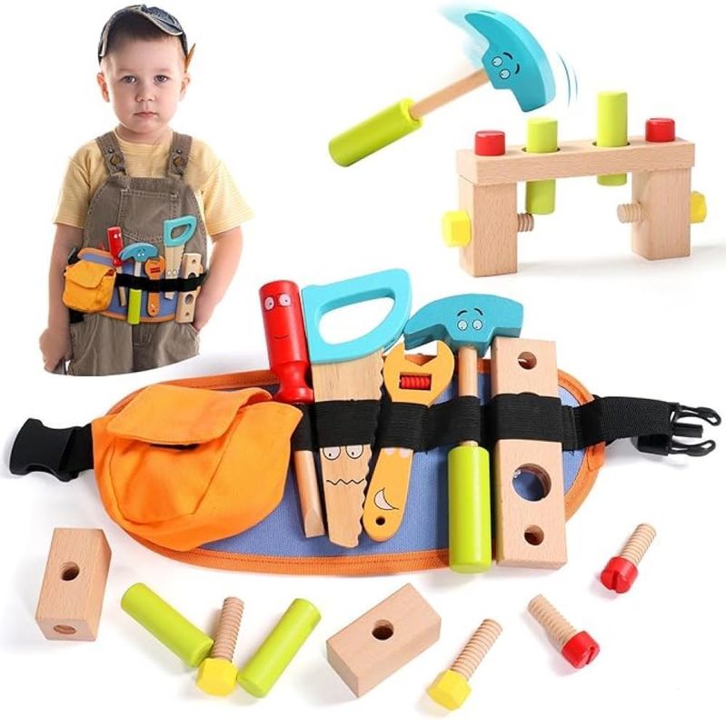 Set Cinturón De Herramientas De Madera Didáctico Para Niños Cod.10026-0