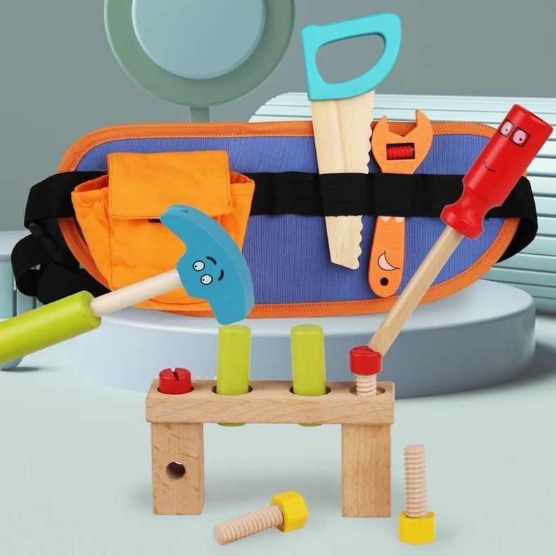 Set Cinturón De Herramientas De Madera Didáctico Para Niños Cod.10026-1
