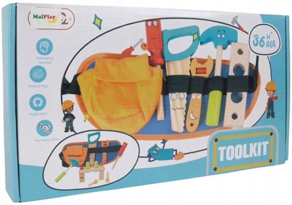 Set Cinturón De Herramientas De Madera Didáctico Para Niños Cod.10026-6