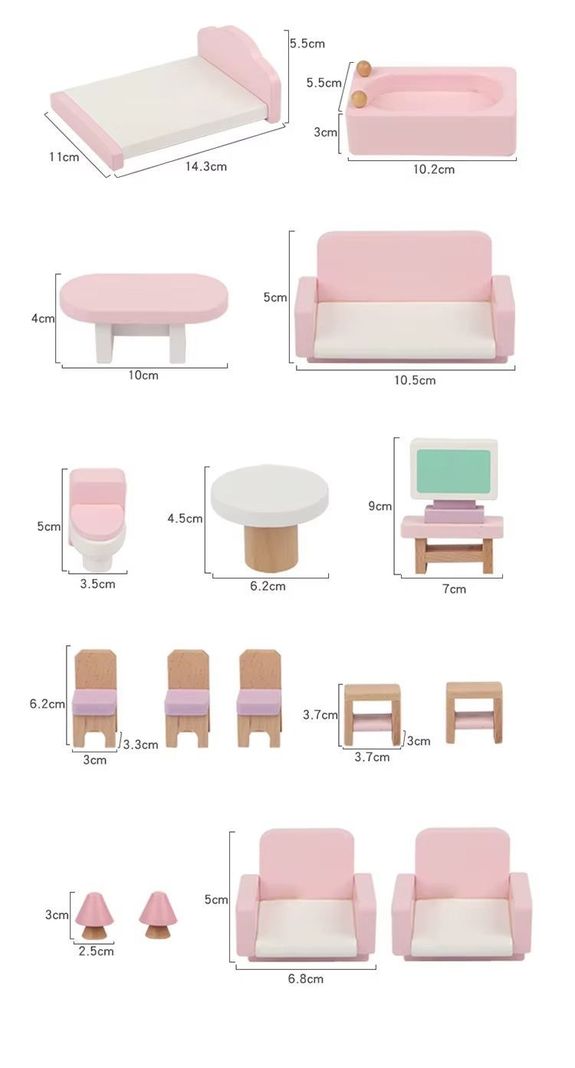 Set Muebles De Madera Para Casa Muñecas 22 Piezas Cd10051-6