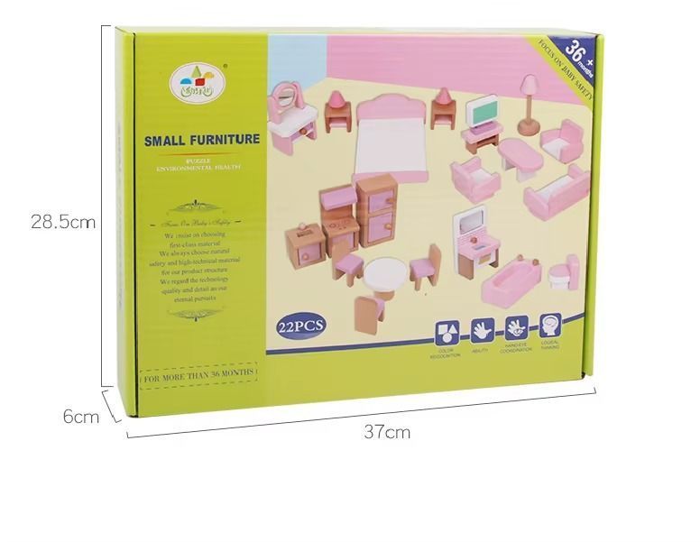 Set Muebles De Madera Para Casa Muñecas 22 Piezas Cd10051-7