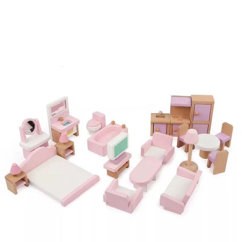 Set Muebles De Madera Para Casa Muñecas 22 Piezas Cd10051-0