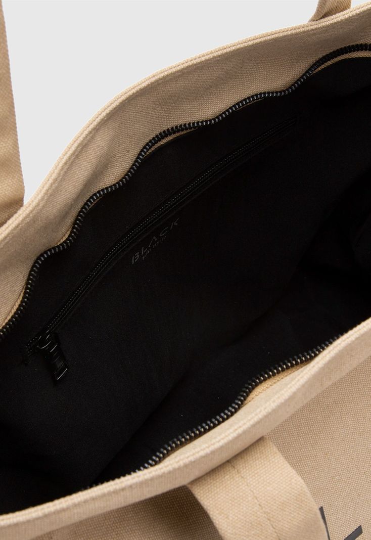 Tote Canvas Beige Black Bubba-3