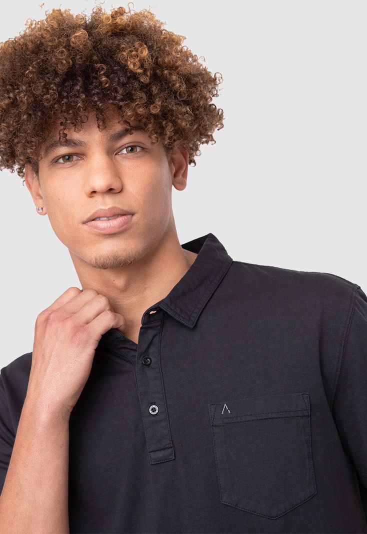Polo Tee Organic Cotton Black  Black Bubba-2