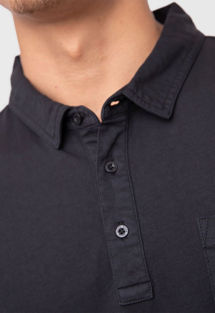 Polo Tee Organic Cotton Black  Black Bubba-3