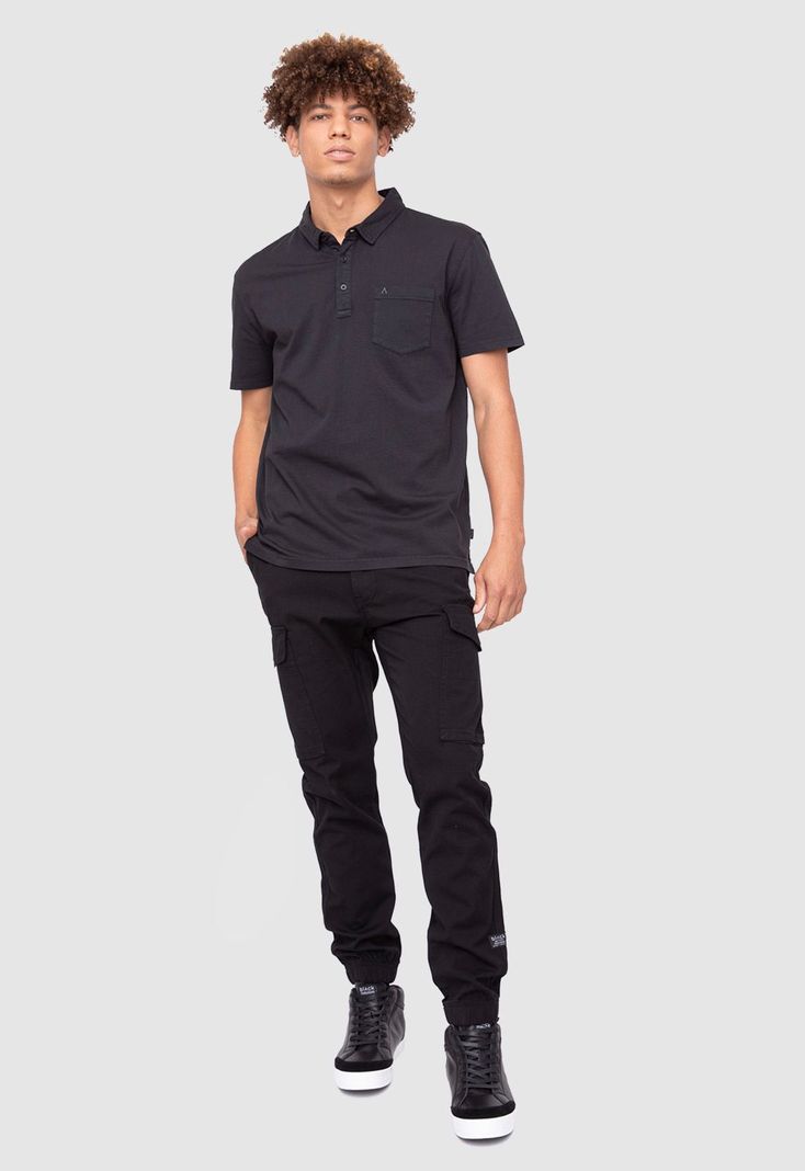 Polo Tee Organic Cotton Black  Black Bubba-4