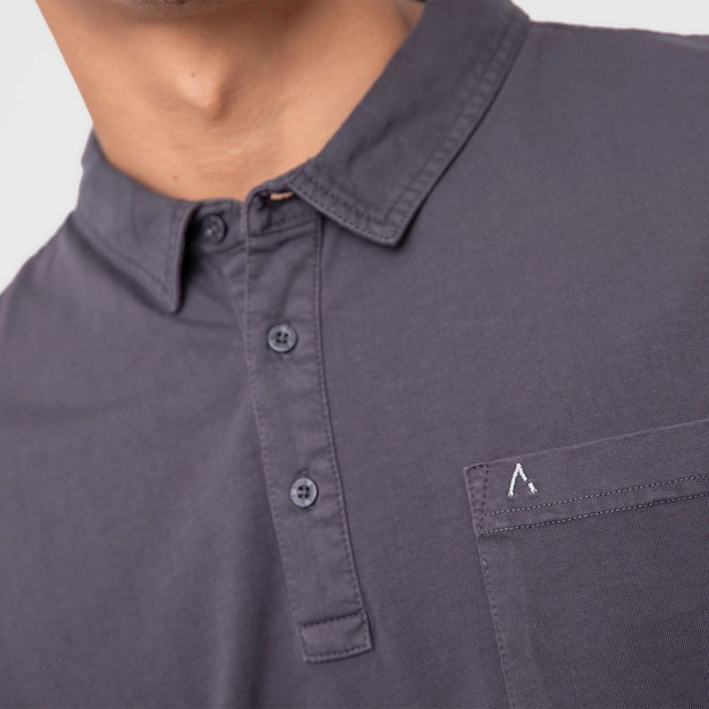 Polo Tee Organic Cotton Dark Grey  Black Bubba-3
