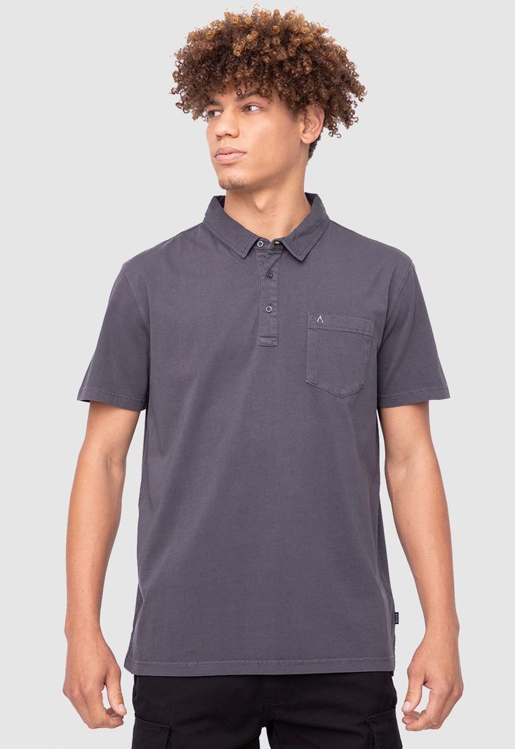 Polo Tee Organic Cotton Dark Grey  Black Bubba-0
