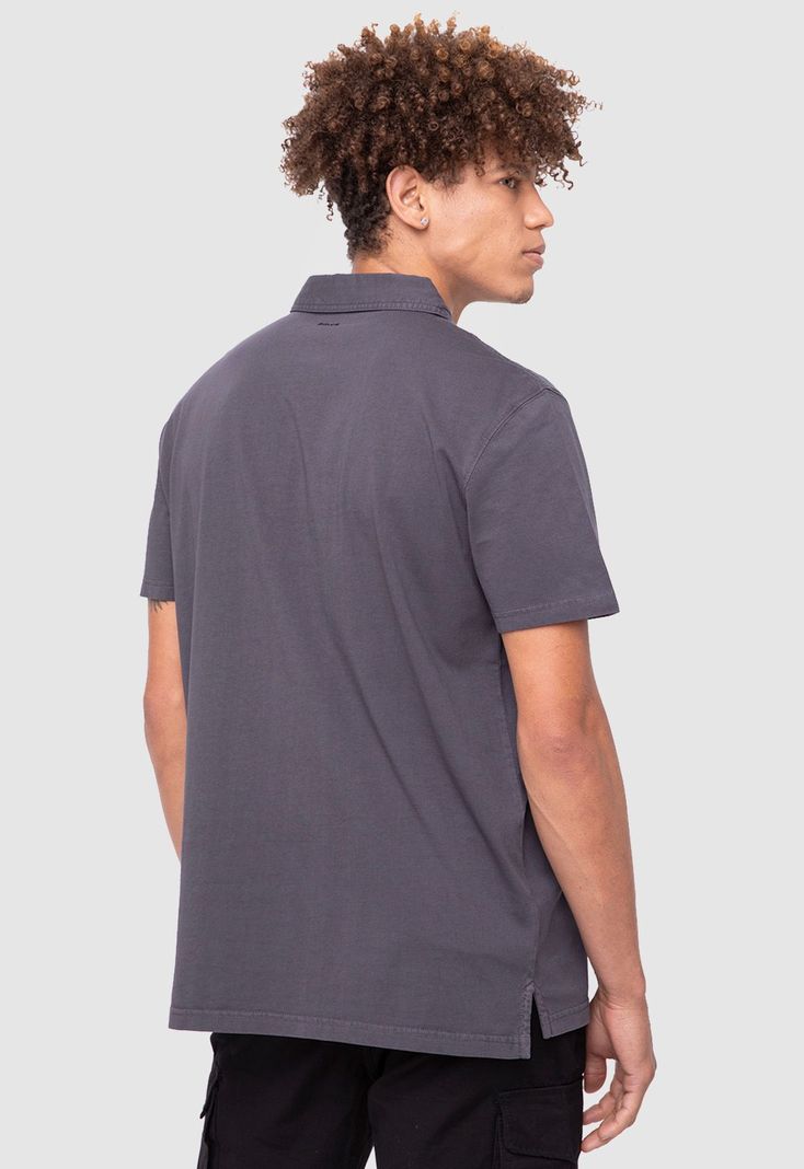 Polo Tee Organic Cotton Dark Grey  Black Bubba-1