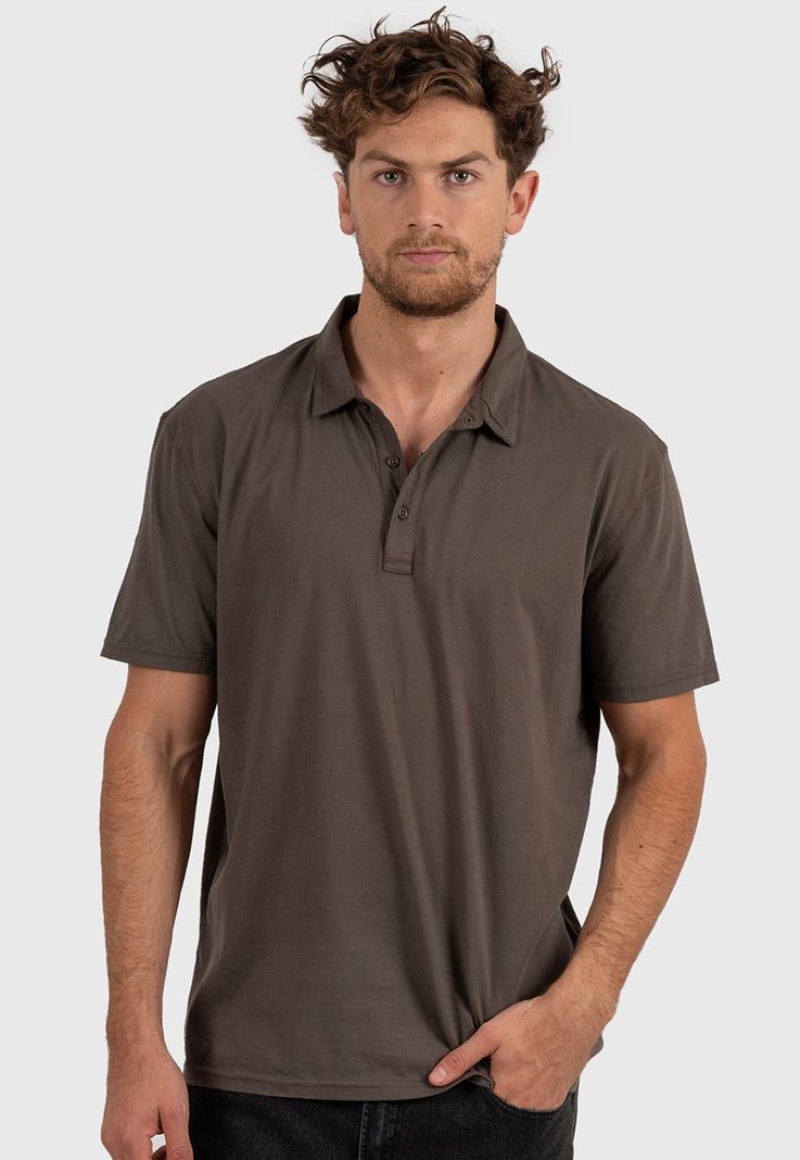 Cotton Polo Tee Dark Green Black Bubba-2