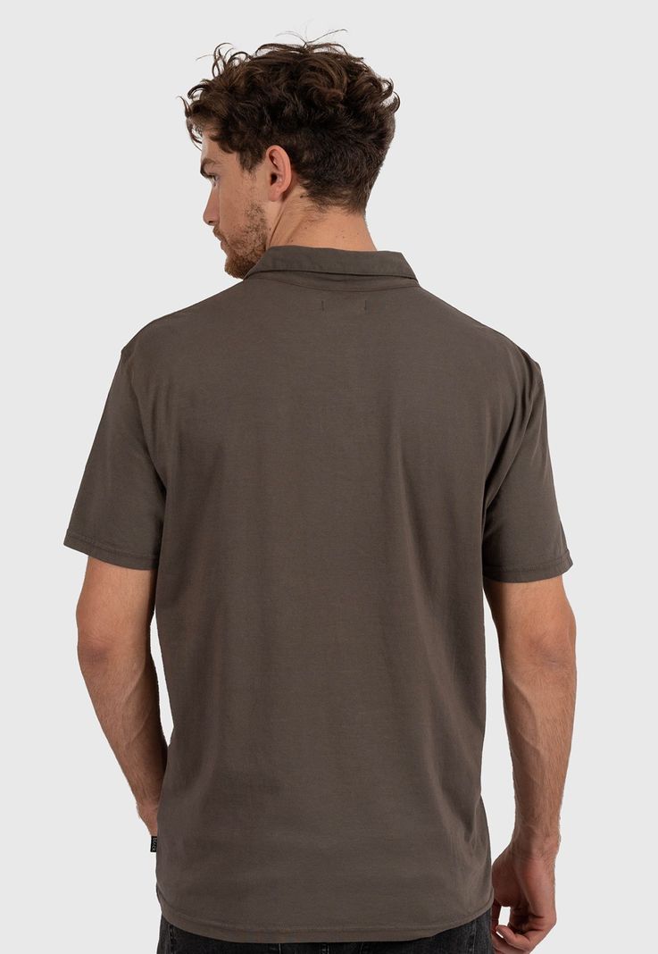 Cotton Polo Tee Dark Green Black Bubba-3