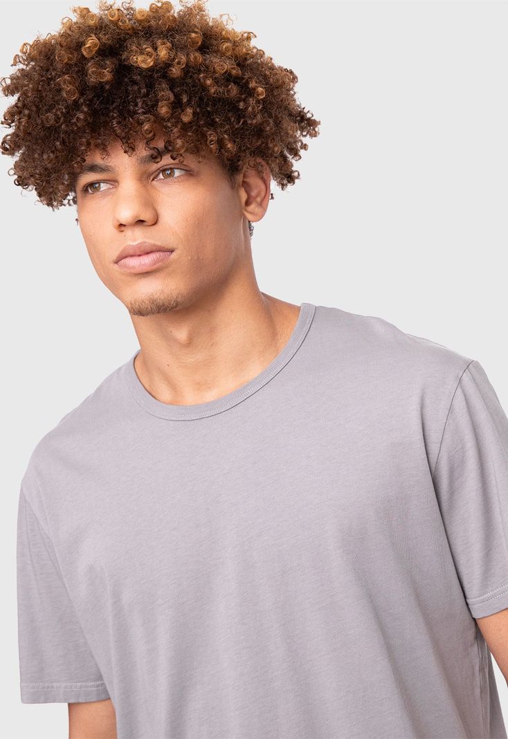 Organic Cotton  Tee  Solid Light Grey  Black Bubba-0