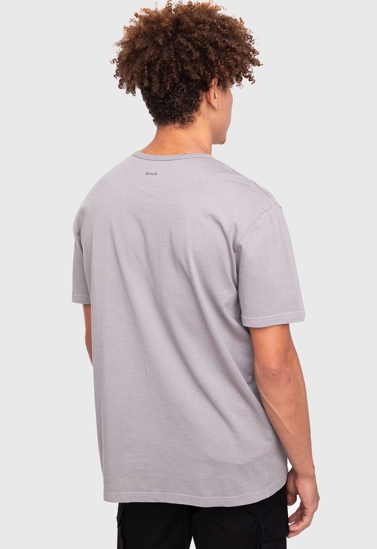 Organic Cotton  Tee  Solid Light Grey  Black Bubba-2