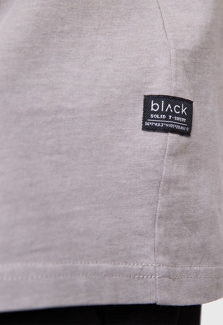 Organic Cotton  Tee  Solid Light Grey  Black Bubba-3