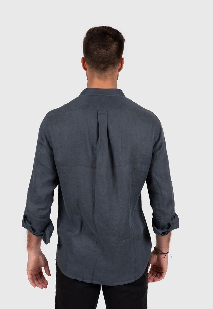 Linen Shirt Stone Grey Black Bubba-2