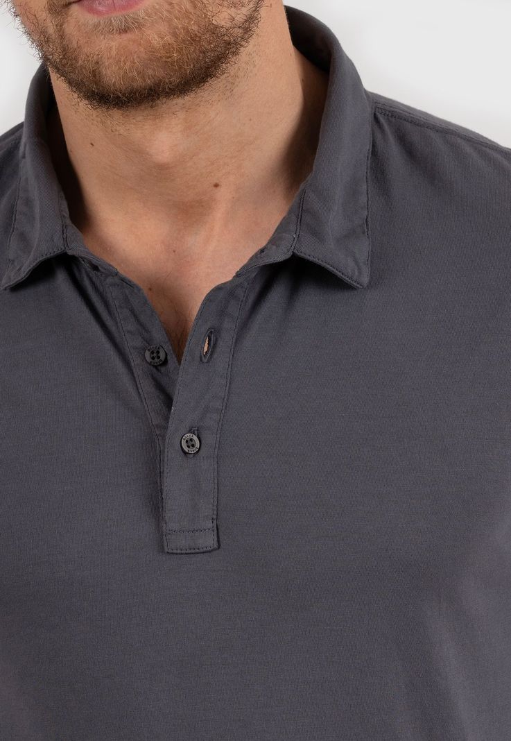 Cotton Polo Tee Dark Grey Black Bubba-1