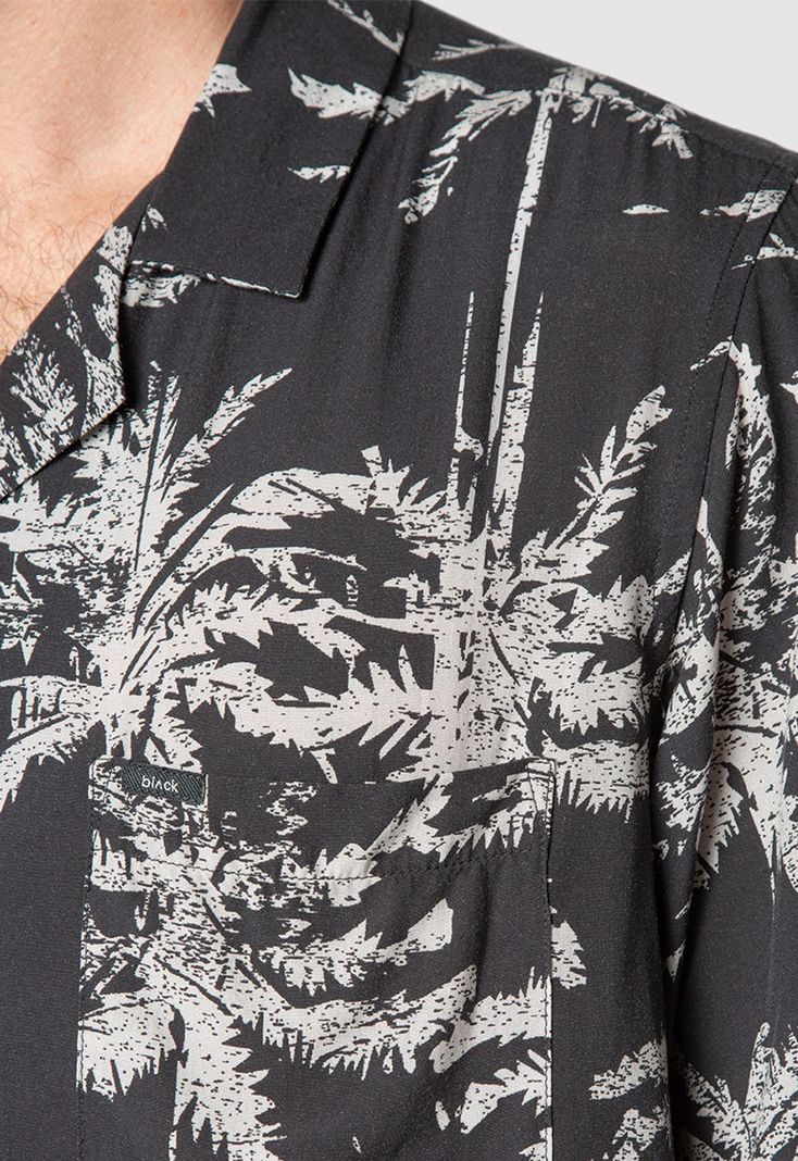 Shirt Viscose Palms Beige Black Bubba-3