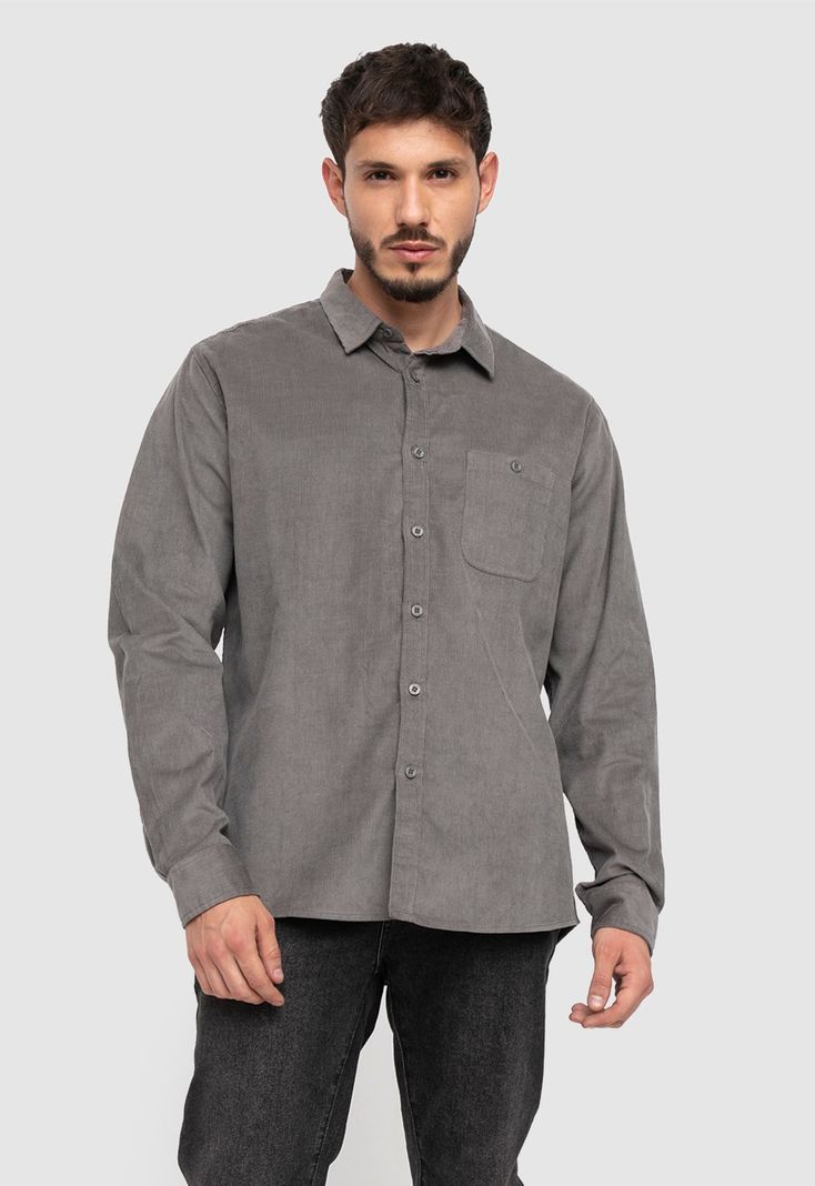 Corderoy Shirt Pavement Black Bubba-0