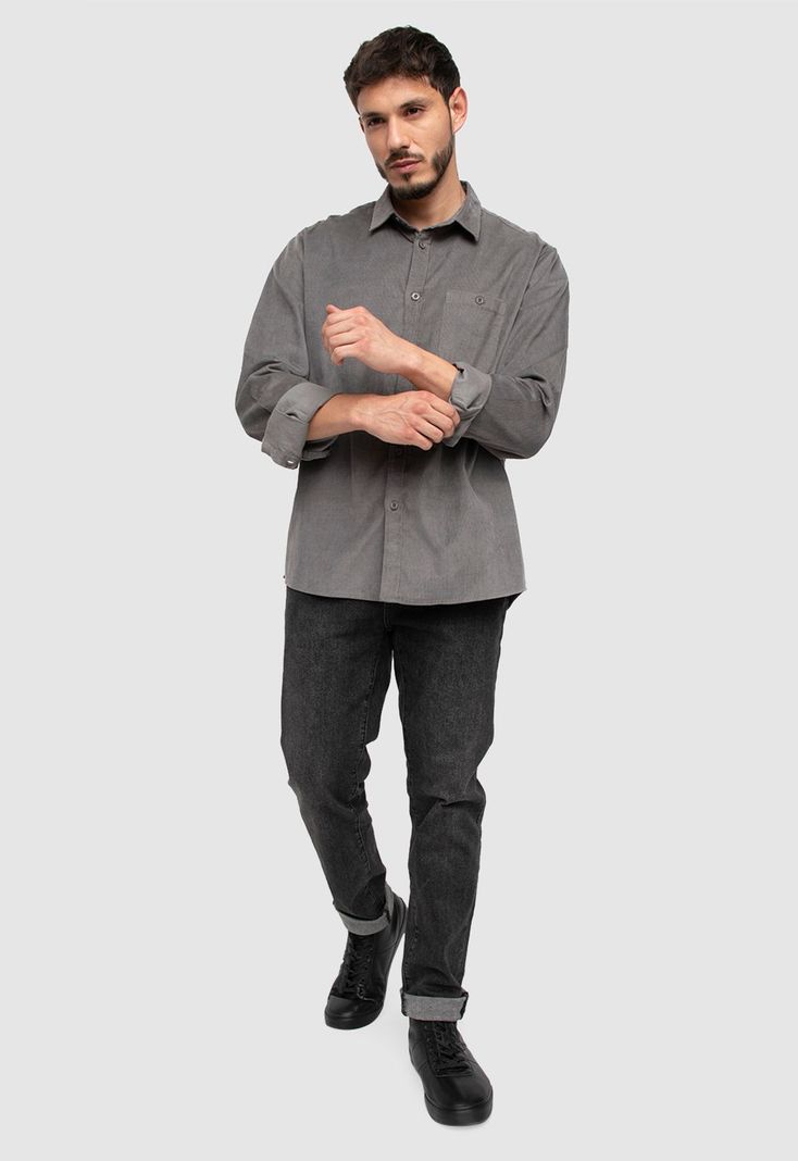 Corderoy Shirt Pavement Black Bubba-5