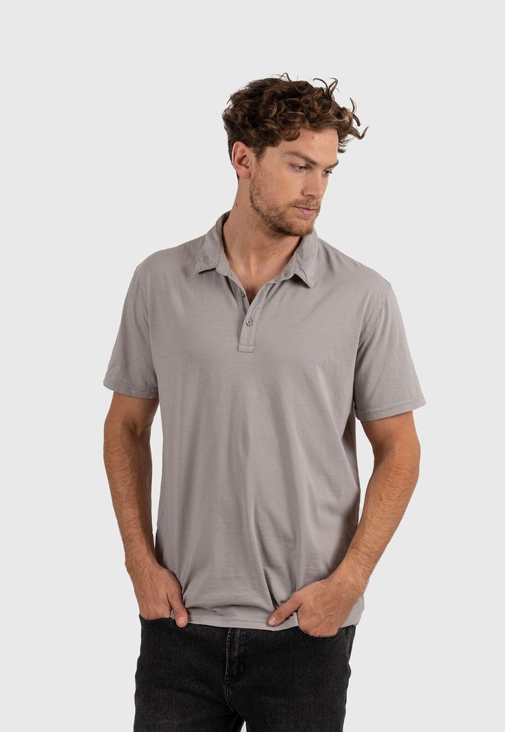 Cotton Polo Tee Pavement Black Bubba-2
