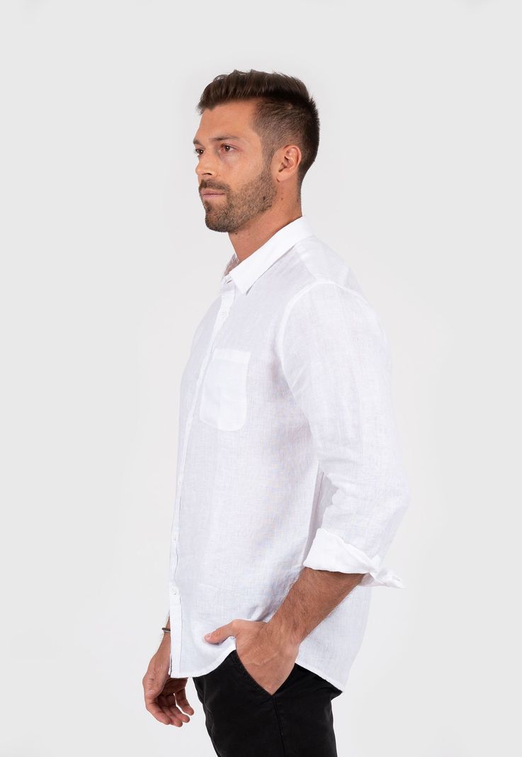 Linen Shirt Off White Black Bubba-1