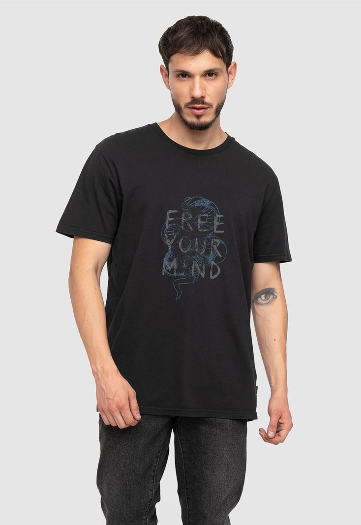 Cotton Tee Free Your Mind Black  Black Bubba-0