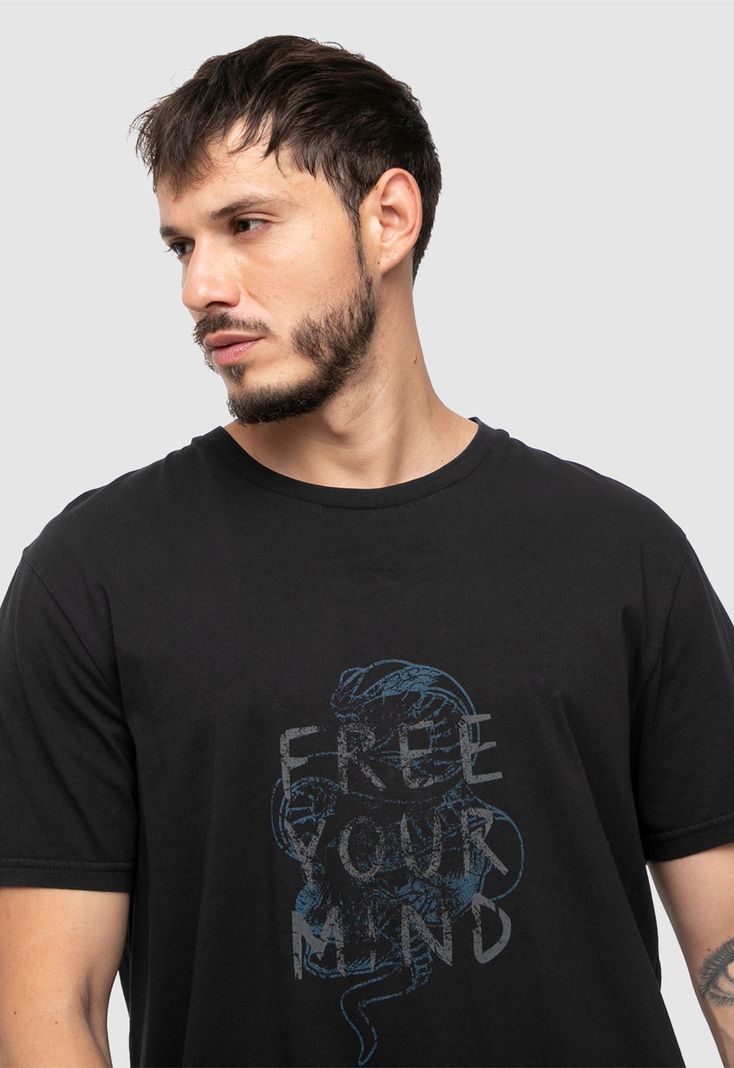 Cotton Tee Free Your Mind Black  Black Bubba-2