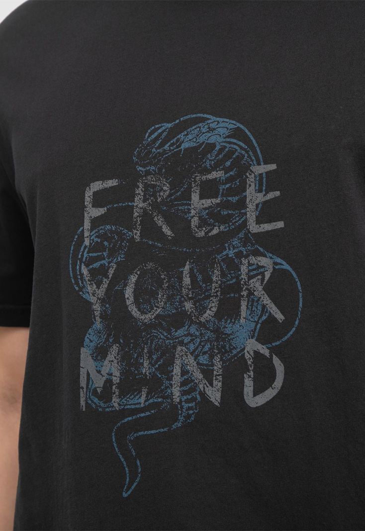 Cotton Tee Free Your Mind Black  Black Bubba-3