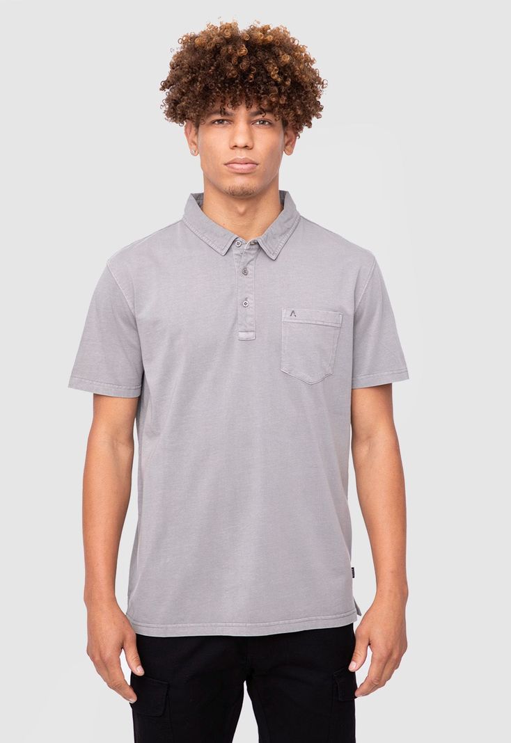 Polo Tee Organic Cotton Grey  Black Bubba-0